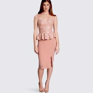 Pink Floral Peplum Dress